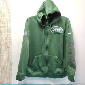 VTG Nike NY Jets NFL  Hoodie Therma-Fit Sweatshirt Full Zip Jacket - XL